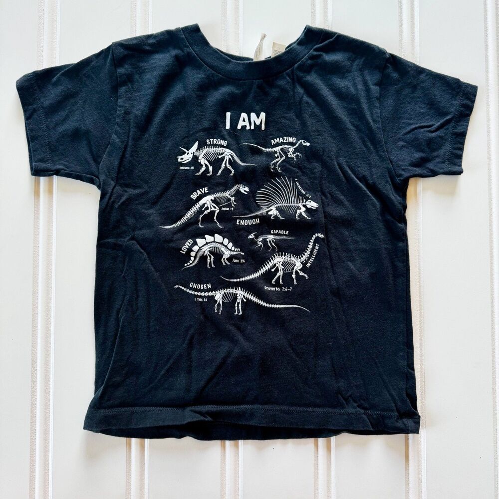 4/$10 - Bella + Canvas Dinosaur Christian Toddler Cotton T Shirt | 5T